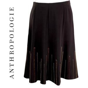 Anthropologie Tribal Velvet Ribbons Embroidery Skirt NWOT Size 6